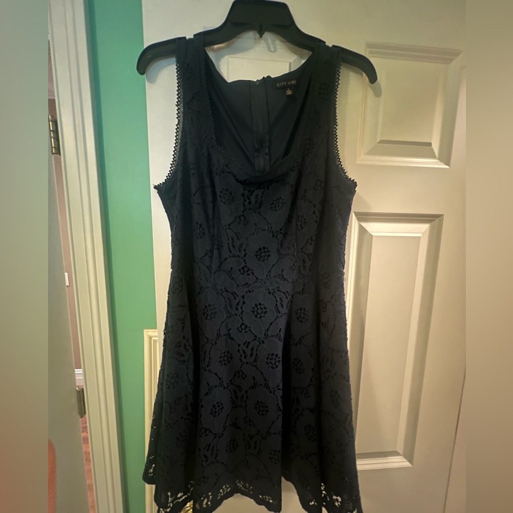 A Navy Blue lace short dress